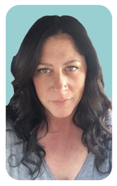 Headshot of Rachel Clark against a sea foam coloured background